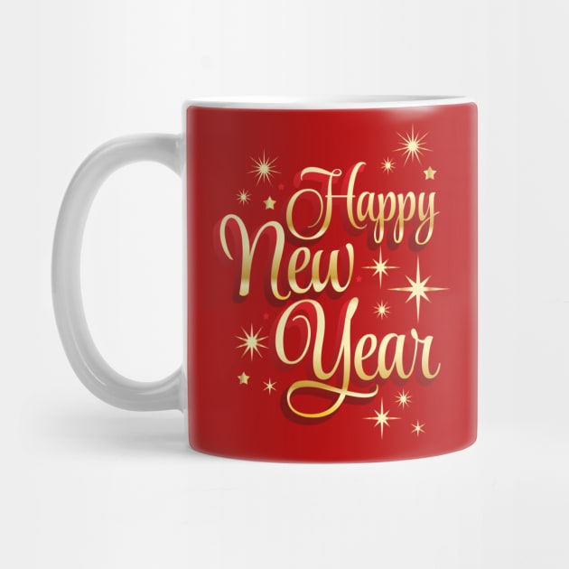 Happy New Year lettering in red and gold color. by ChrisiMM